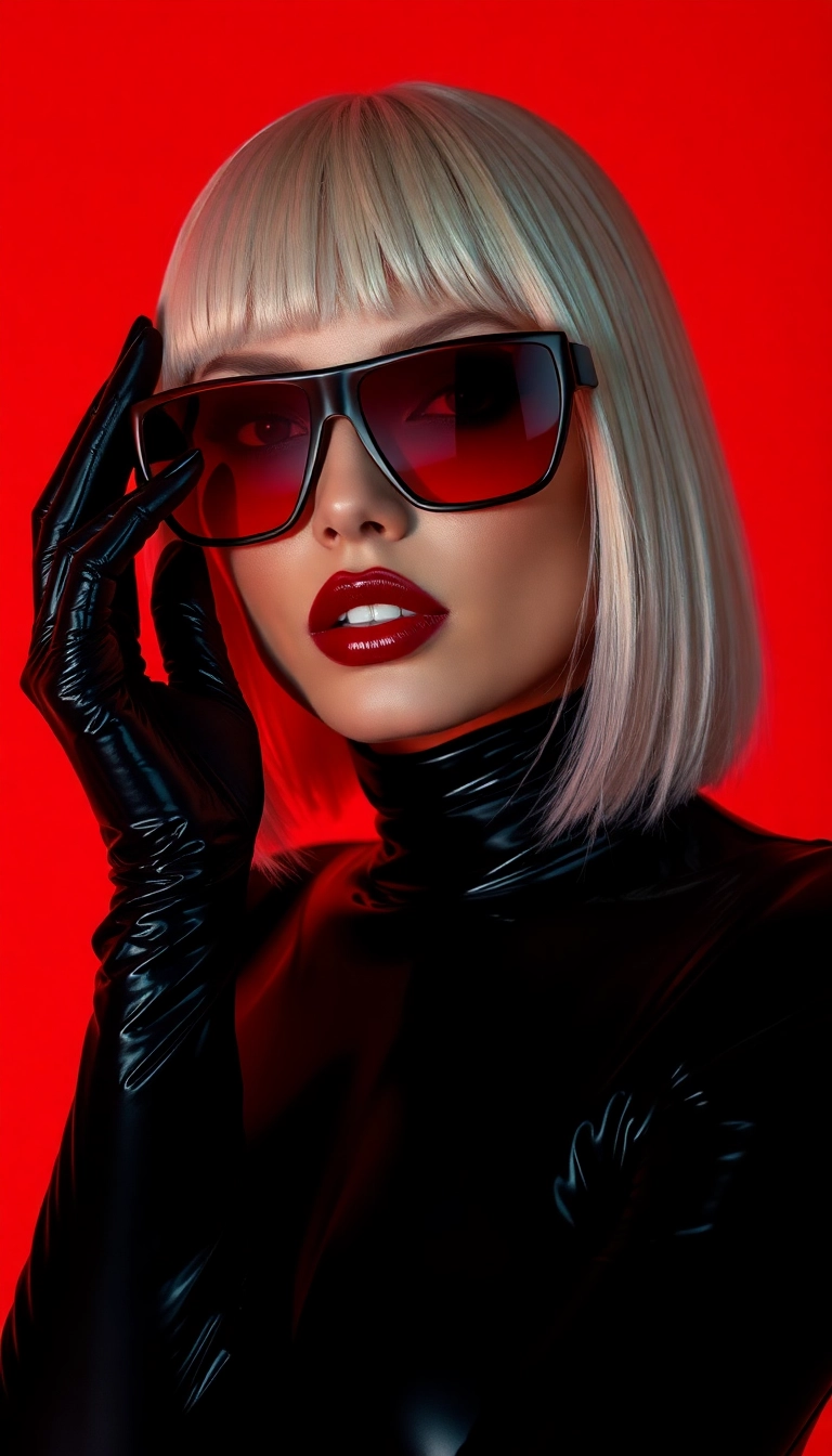 Free AI Y2K Woman Fashion Model in Black and Red iPhone Luxurious Background